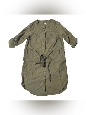 L.L.Bean Olive Utility Shirt dress midi, size M , for womens , so cute ,